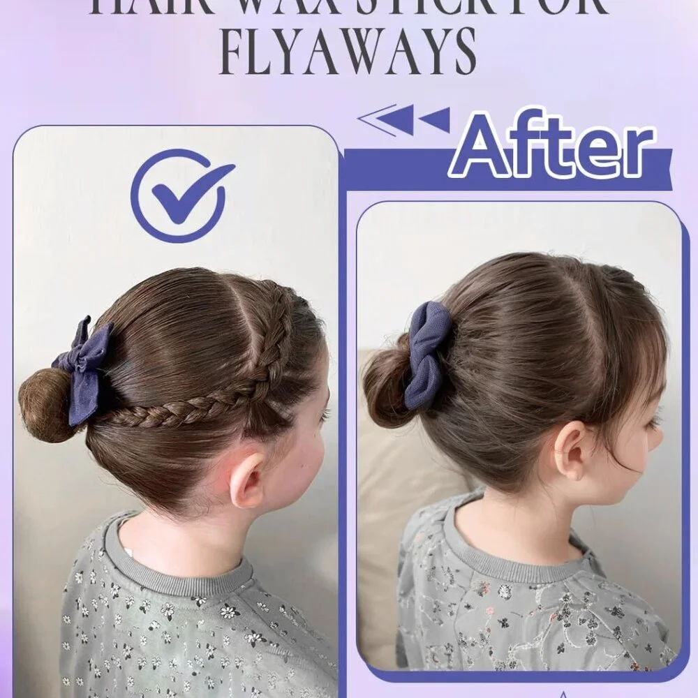 Hair Wax Stick & Slick Back Hair Brush, Hair Pomade/Balm for Smooth Flyaways, Fr